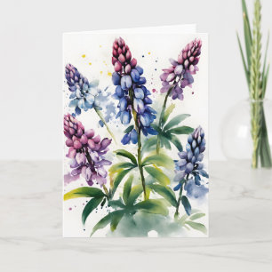 Lupin - Watercolor flowers Card
