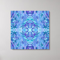 Lupine Flower Bohemian Arabesque Pattern Blue Teal