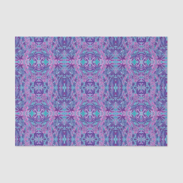 Lupine Flowers Bohemian Arabesque Pattern Violet Tissue Paper (Front)