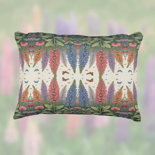 Lupine Flowers Butterflies Vintage Floral Pattern Decorative Cushion