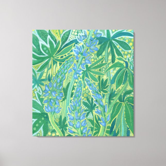 Lupine Flowers, Summer Wildflowers Floral Painting Canvas Print (Front)