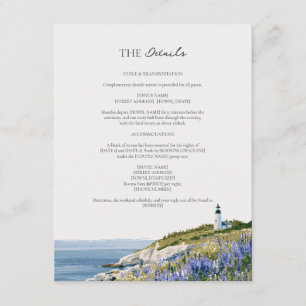 Lupine Lighthouse Maine Coast Wedding Details Enclosure Card