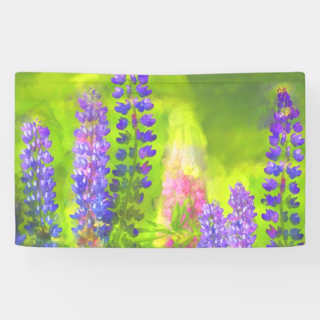Lupine Painting - Original Flower Art Banner (Horizontal)