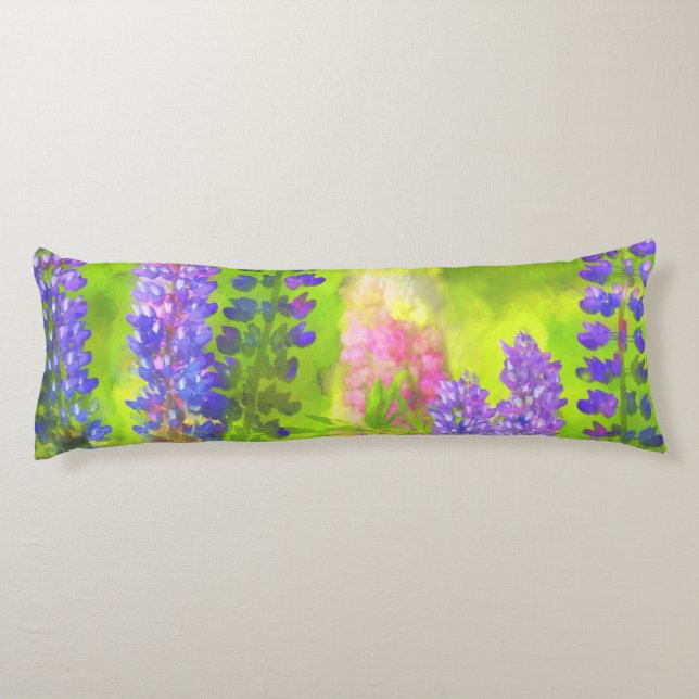 Lupine Painting - Original Flower Art Body Cushion (Back)