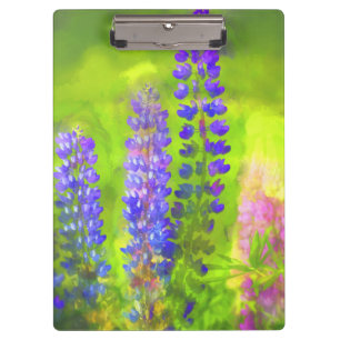 Lupine Painting - Original Flower Art Clipboard
