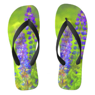Lupine Painting - Original Flower Art Jandals