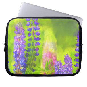 Lupine Painting - Original Flower Art Laptop Sleeve