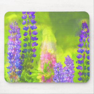 Lupine Painting - Original Flower Art Mouse Pad