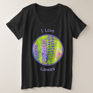 Lupine Painting - Original Flower Art Plus Size T-Shirt