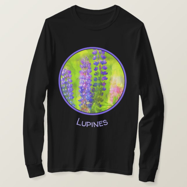 Lupine Painting - Original Flower Art T-Shirt (Design Front)