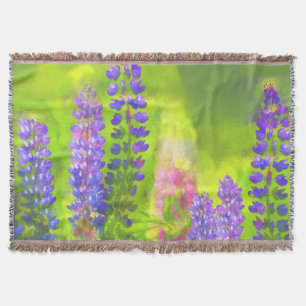 Lupine Painting - Original Flower Art Throw Blanket