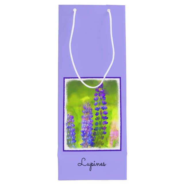 Lupine Painting - Original Flower Art Wine Gift Bag (Back)