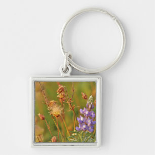 Lupine & Prairie Smoke wildflowers in Montana Key Ring
