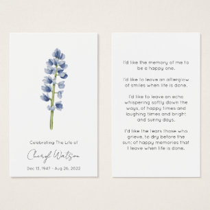 Lupine Simple Memorial Prayer Card