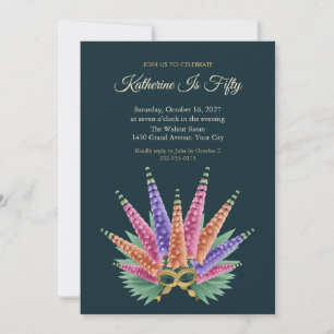Lupine Spires Bouquet 50th Birthday Invitation