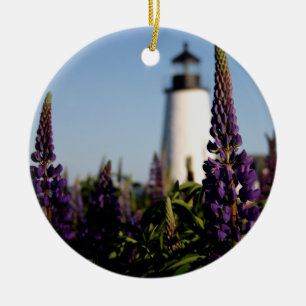 Lupines at Pemaquid Point Light Ceramic Tree Decoration
