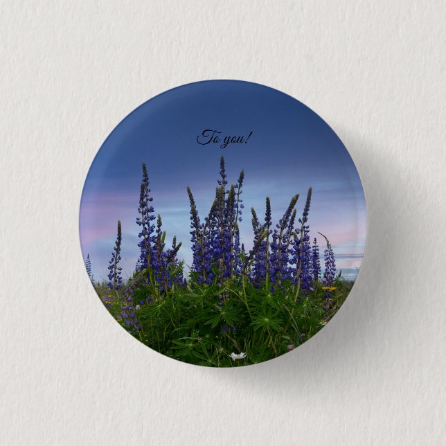 Lupins     3 cm round badge (Front)