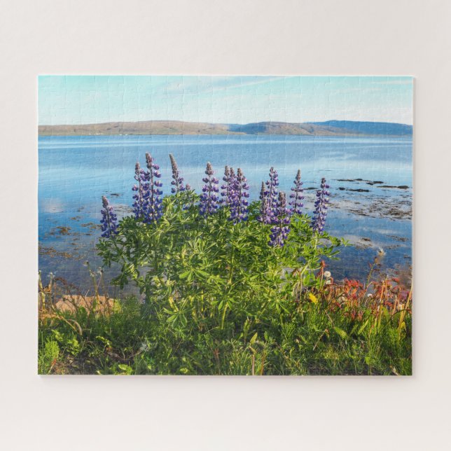 Lupins by an Icelandic Fjord Jigsaw Puzzle (Horizontal)