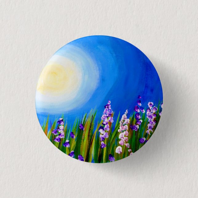 Lupins in a Grassy meadow 3 Cm Round Badge (Front)