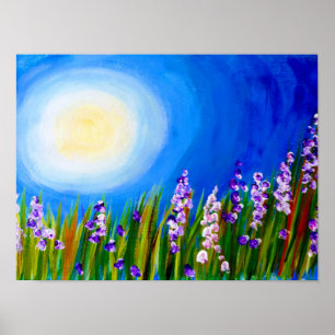 Lupins in a Grassy meadow Poster