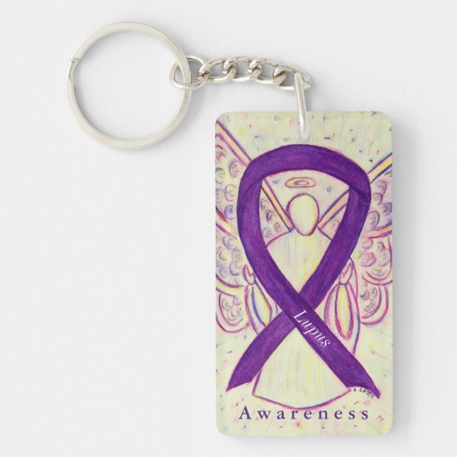 Lupus Angel Purple Awareness Ribbon Keychain (Front)