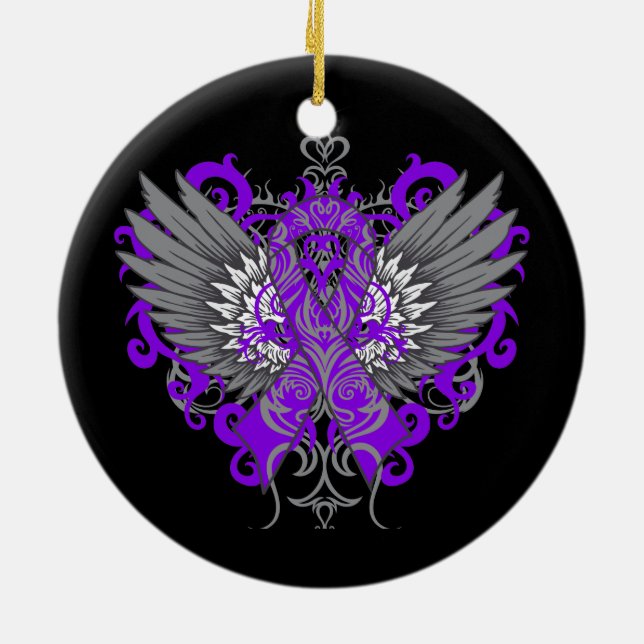 Lupus Awareness Cool Wings Ceramic Tree Decoration (Back)