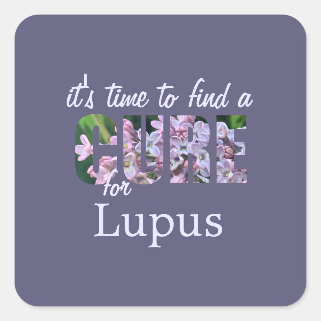 Lupus Awareness Cure / Lilac Solid Purple Custom Square Sticker (Front)