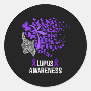 Lupus Awareness Lupus Purple Butterflies Classic Round Sticker