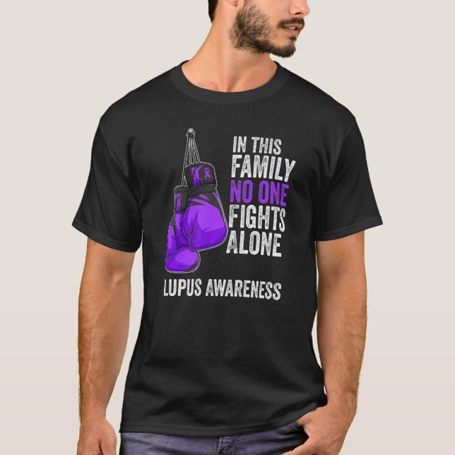 Lupus Awareness Month Gloves Purple Ribbon T-Shirt (Front)