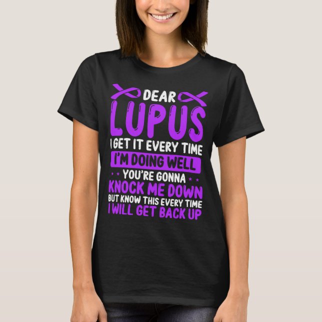 Lupus Awareness Month Lupus Purple Lupus Ribbon T-Shirt (Front)