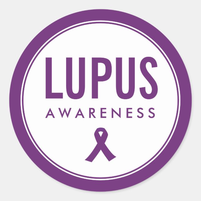 Lupus Awareness Ribbon Purple Classic Round Sticker (Front)