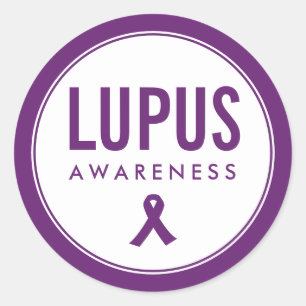 Lupus Awareness Ribbon Purple Classic Round Sticker