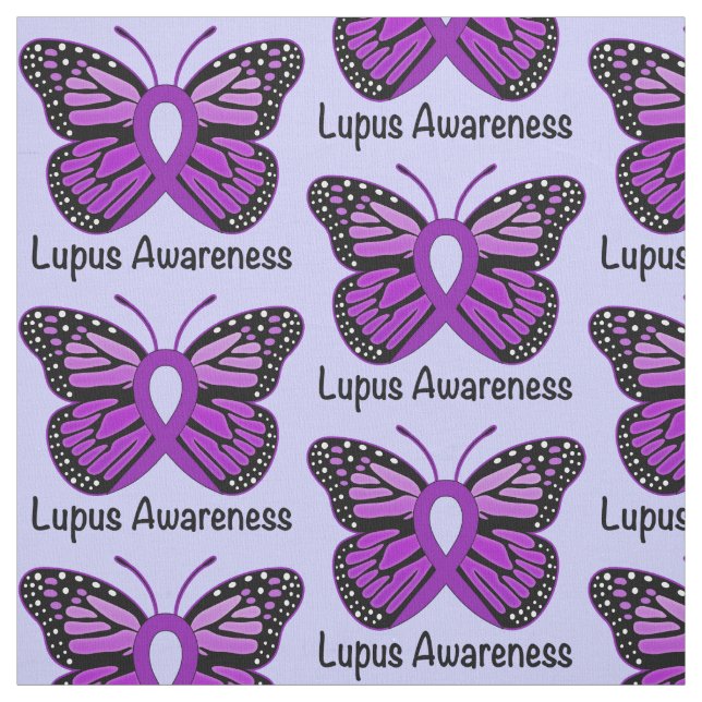 Lupus Awareness Ribbon with Butterfly Fabric (Swatch)