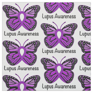 Lupus Awareness Ribbon with Butterfly Fabric