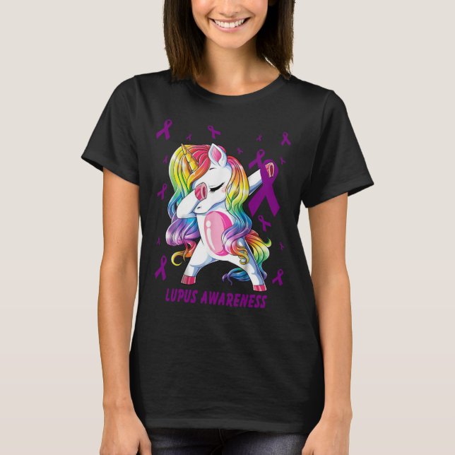 lupus Awareness s Unicorn Dabbing Survivor Gifts T-Shirt (Front)