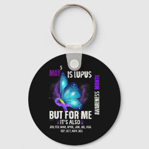 Lupus Awareness Warrior Purple Ribbon Butterfly Mo Key Ring