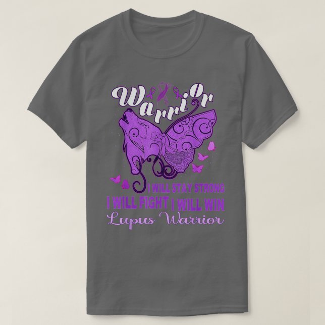 Lupus Awareness Warrior Purple Ribbon Butterfly Wo T-Shirt (Design Front)