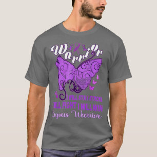 Lupus Awareness Warrior Purple Ribbon Butterfly Wo T-Shirt