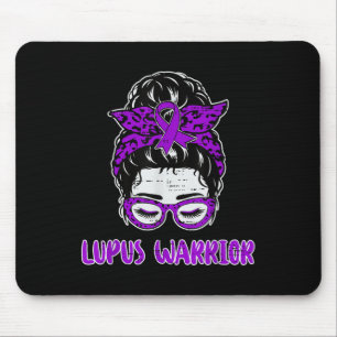 Lupus Awareness Warrior Women Messy Bun Hair Lupus Mouse Pad