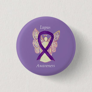 Lupus Purple Awareness Ribbon Angel Custom Art Pin