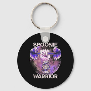 Lupus Spoonie Warrior Barbell Purple Fist Strong G Key Ring