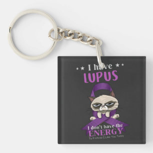 Lupus Warrior Grumpy Cat Keychain    Funny Lupus 