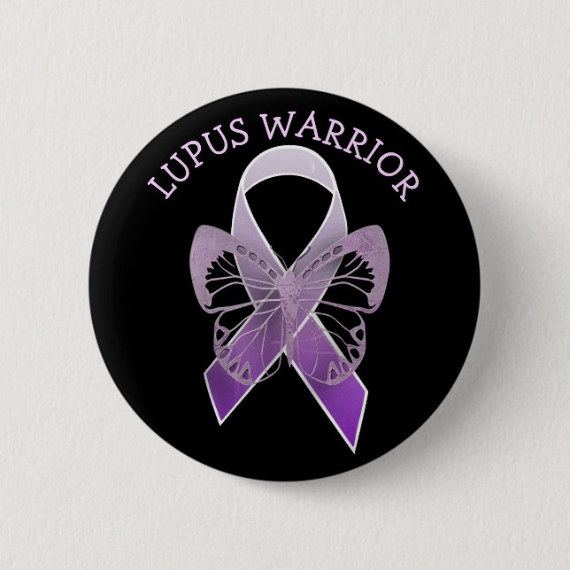 Lupus Warrior Purple Awareness Ribbon Butto 6 Cm Round Badge (Front)