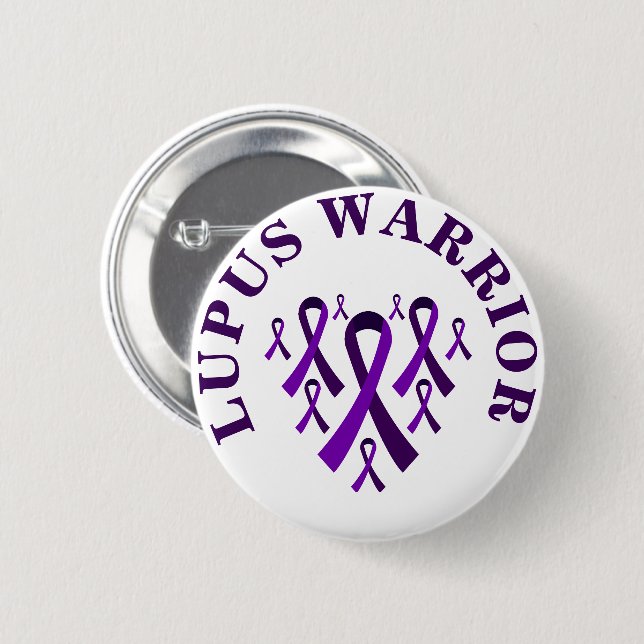 Lupus Warrior Purple Awareness Ribbon Button (Front & Back)