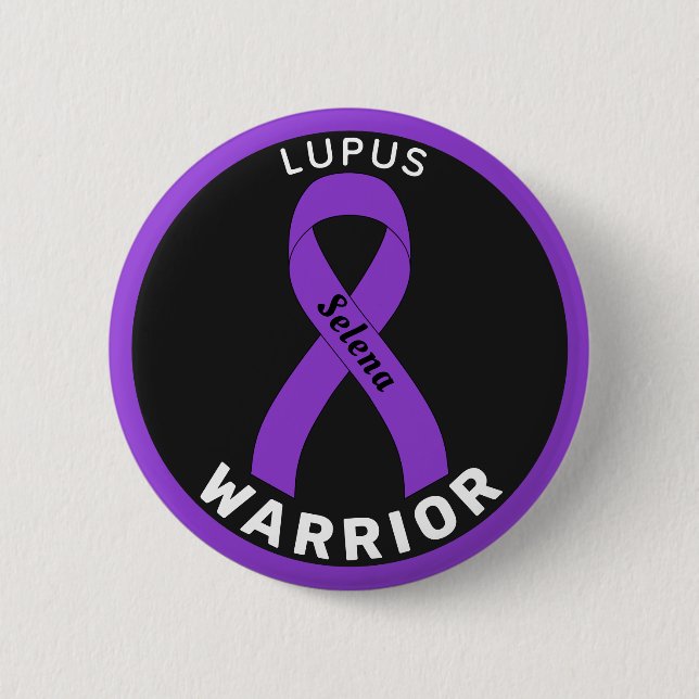 Lupus Warrior Ribbon Black Button (Front)