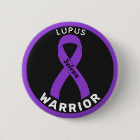 Lupus Warrior Ribbon Black Button