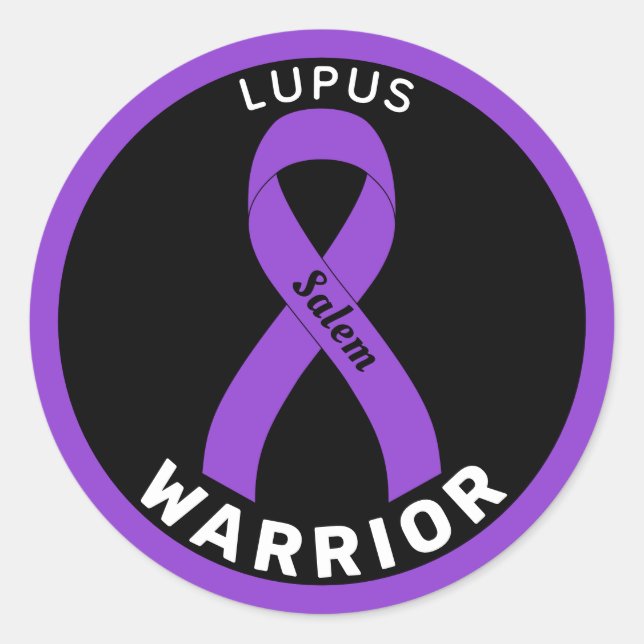 Lupus Warrior Ribbon Black Round Sticker (Front)