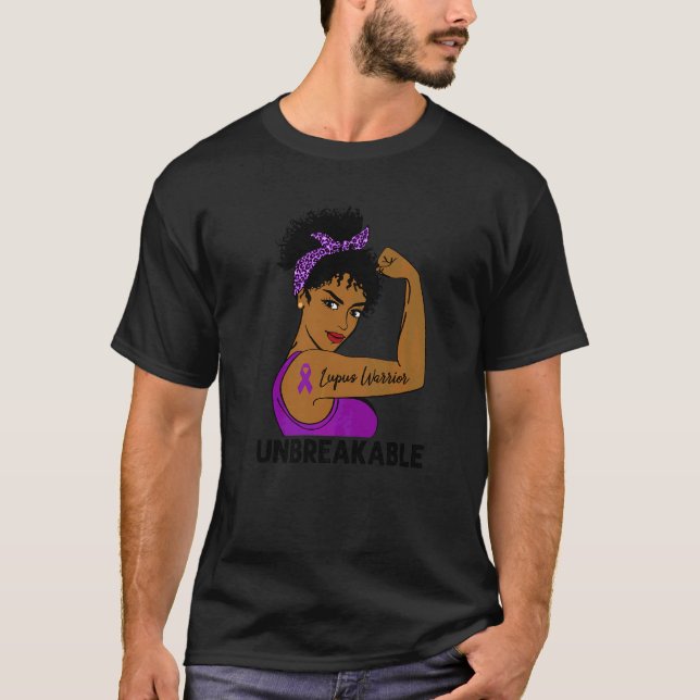Lupus Warrior Strong Black Women Unbreakable Aware T-Shirt (Front)