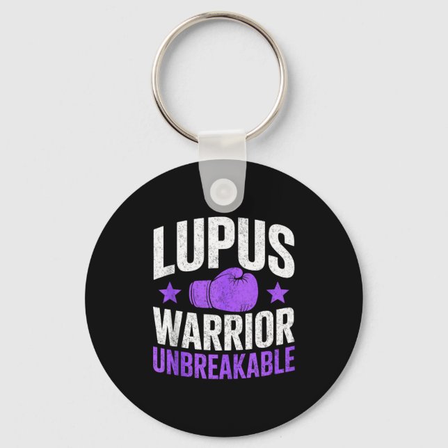 Lupus warrior unbreakable awareness purple ribbon key ring (Front)