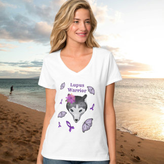 Lupus Warrior Wolf Purple Ribbon Butterfly T-Shirt